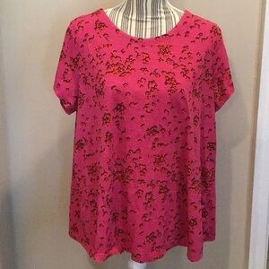 Ellos Pink Patterned Cotton Top Size Large (18/20)